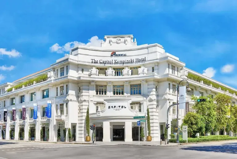 Elegant facade of The Capitol Kempinski Hotel, featured in the Timeless Singapore 5 days package