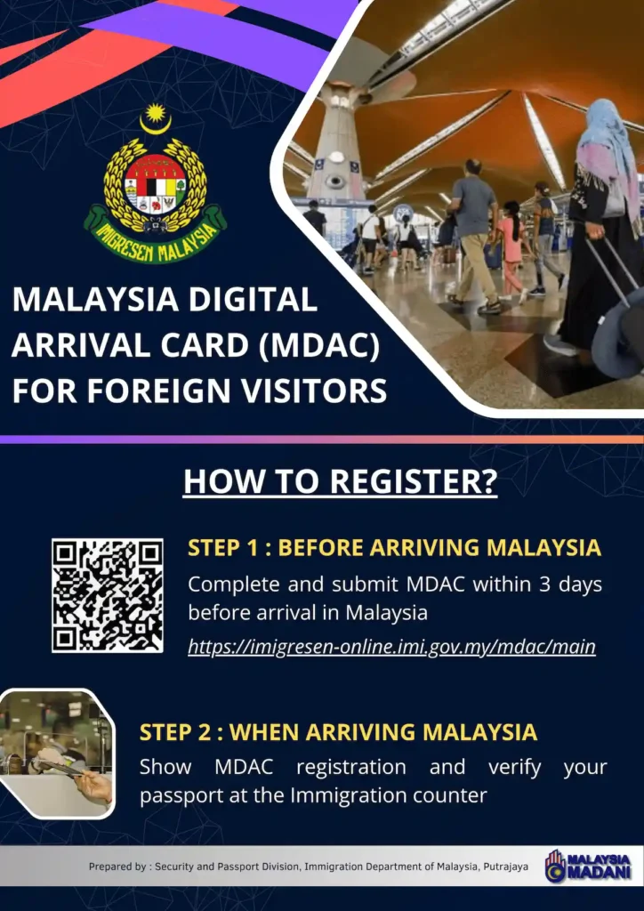 Official Malaysia Digital Arrival Card (MDAC) registration page on imigresen-online.imi.gov.my